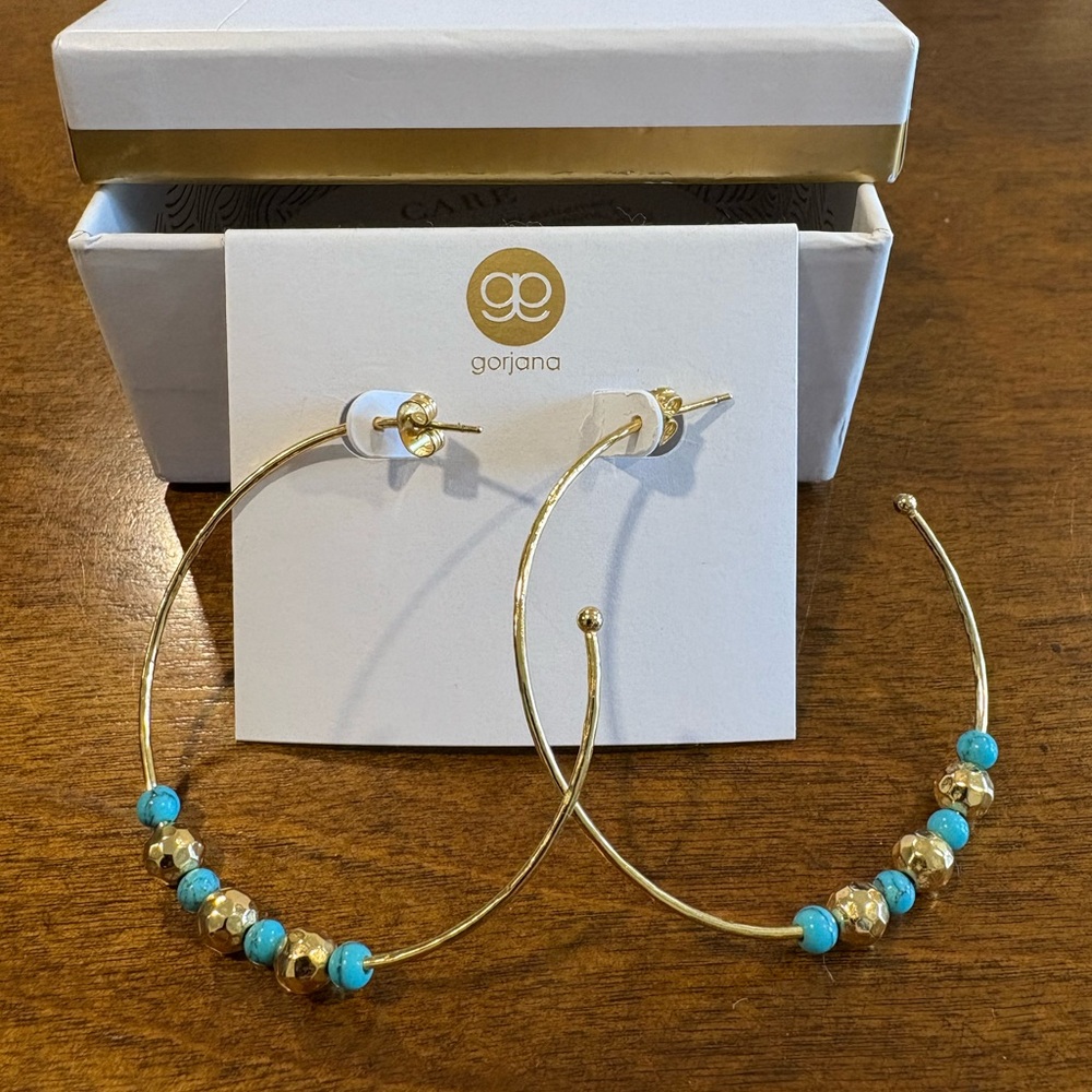 Gorjana Gold Hoops with Turquoise Accents